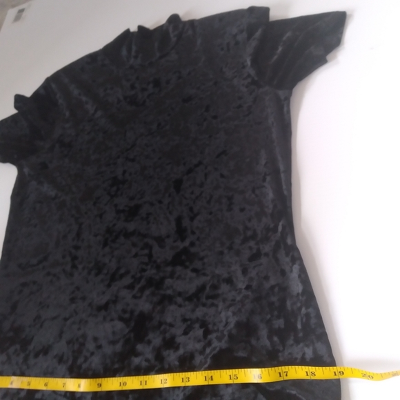 90's Nina Leonard black crushed velvet maxi dress size S, mock neck. Festive. - Picture 5 of 8